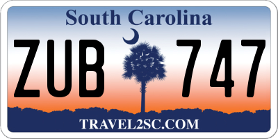 SC license plate ZUB747