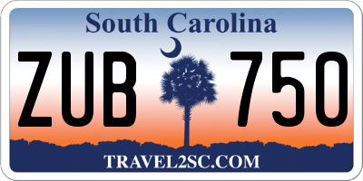 SC license plate ZUB750