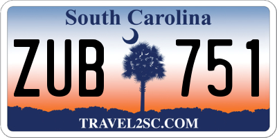 SC license plate ZUB751