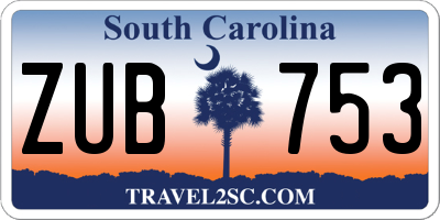 SC license plate ZUB753