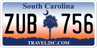 SC license plate ZUB756
