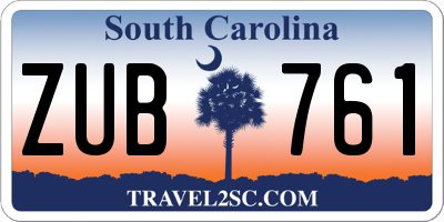SC license plate ZUB761