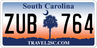 SC license plate ZUB764