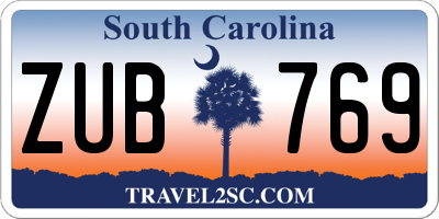 SC license plate ZUB769