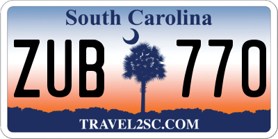 SC license plate ZUB770