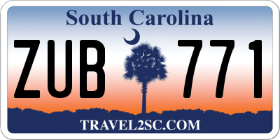 SC license plate ZUB771