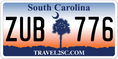 SC license plate ZUB776