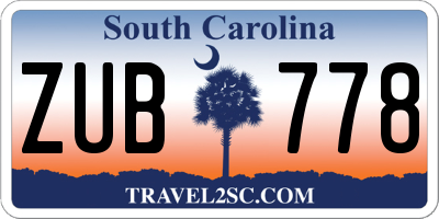 SC license plate ZUB778