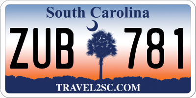 SC license plate ZUB781
