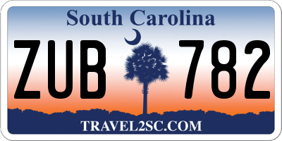 SC license plate ZUB782