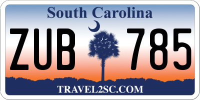 SC license plate ZUB785