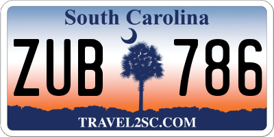 SC license plate ZUB786