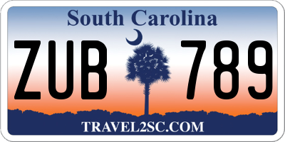 SC license plate ZUB789