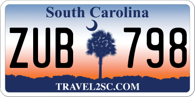 SC license plate ZUB798
