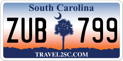 SC license plate ZUB799