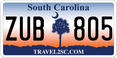 SC license plate ZUB805