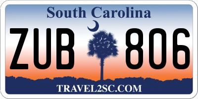 SC license plate ZUB806