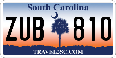 SC license plate ZUB810