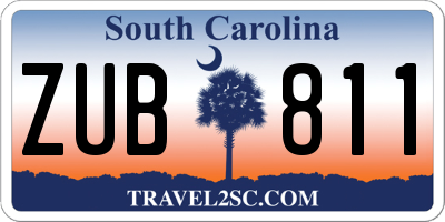 SC license plate ZUB811
