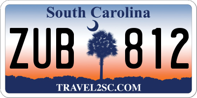 SC license plate ZUB812