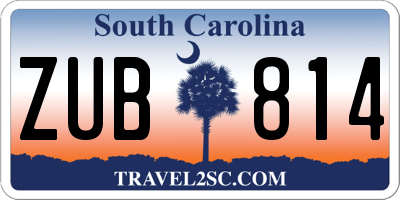 SC license plate ZUB814
