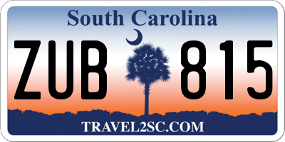 SC license plate ZUB815