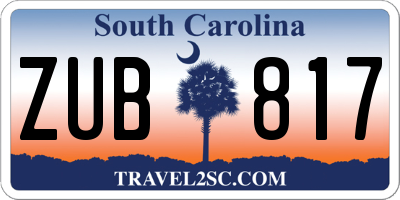 SC license plate ZUB817