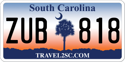 SC license plate ZUB818