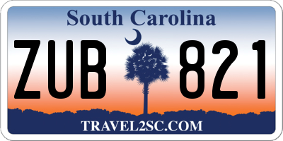 SC license plate ZUB821