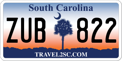 SC license plate ZUB822