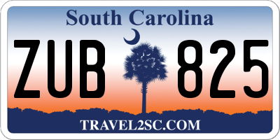 SC license plate ZUB825