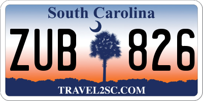 SC license plate ZUB826