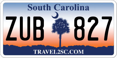 SC license plate ZUB827