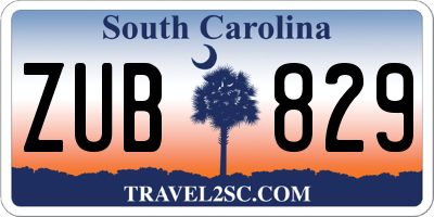 SC license plate ZUB829