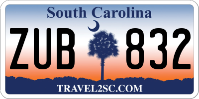 SC license plate ZUB832