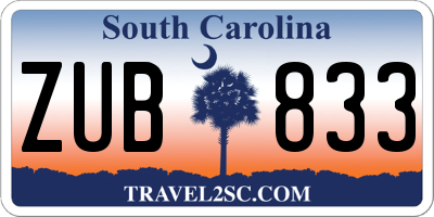 SC license plate ZUB833