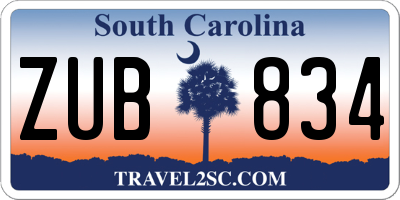 SC license plate ZUB834