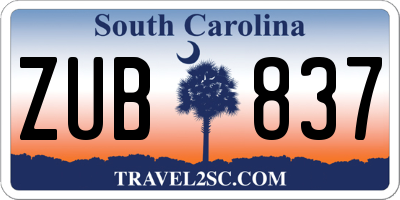 SC license plate ZUB837