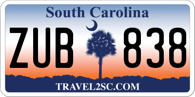 SC license plate ZUB838