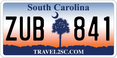 SC license plate ZUB841
