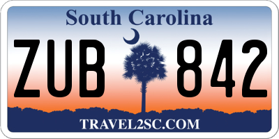 SC license plate ZUB842