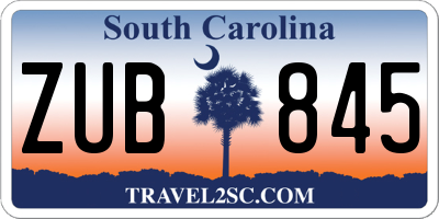 SC license plate ZUB845
