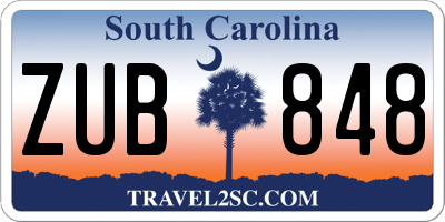 SC license plate ZUB848