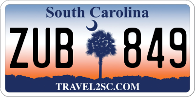 SC license plate ZUB849