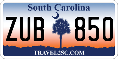 SC license plate ZUB850