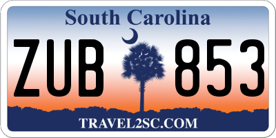 SC license plate ZUB853