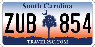 SC license plate ZUB854