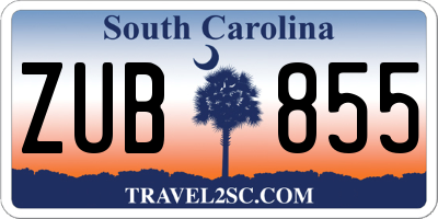 SC license plate ZUB855