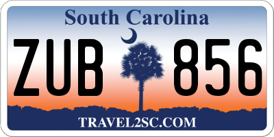 SC license plate ZUB856
