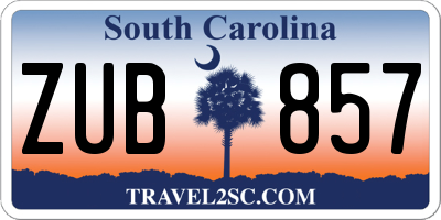 SC license plate ZUB857